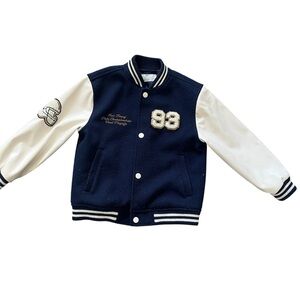 H&M Kids Navy and White Varsity Jacket size 5T